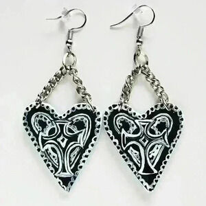 The Craft Witch inspired cross and heart black  and white goth earrings